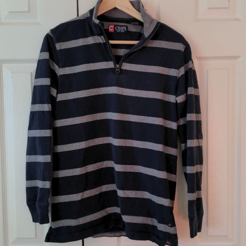 Chaps 100% cotton men's quarter zip long sleeve‎ polo